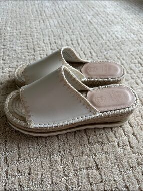 Society Cream Slide Espadrille Platform Sandals